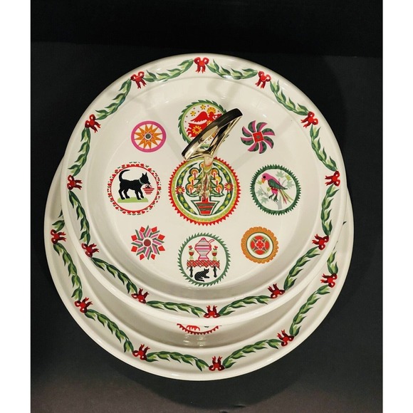 Portmeirion Spirit Of Christmas 1983 2 Tiered Serving Tray Susan Williams Ellis - Picture 2 of 6